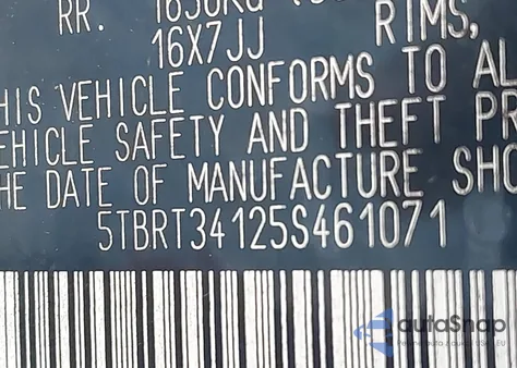 2005 Toyota Tundra Sr5 V8 z USA, uszkodzony, nr VIN 5TBRT34125S461071